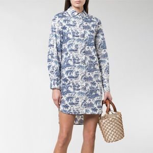 STAUD Toile de Jouy Yin Yang Shirt Dress Asymmetrical